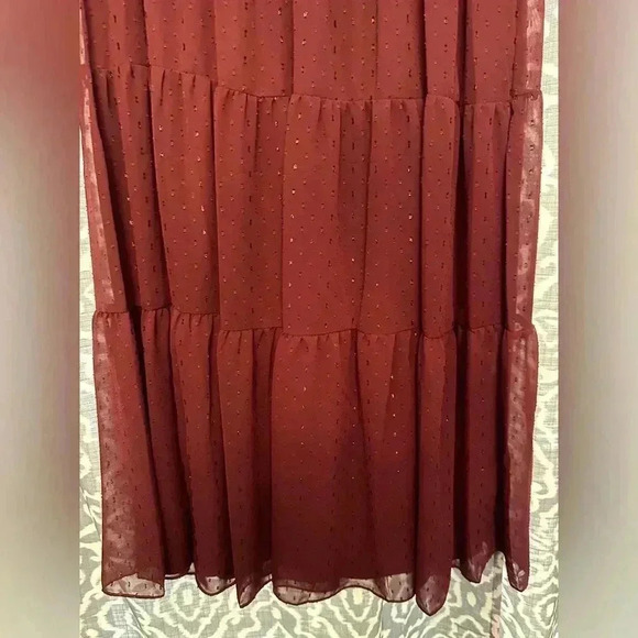 New Taylor Smocked Waist Dark Red Maxi Dress Size 14W - Picture 6 of 7